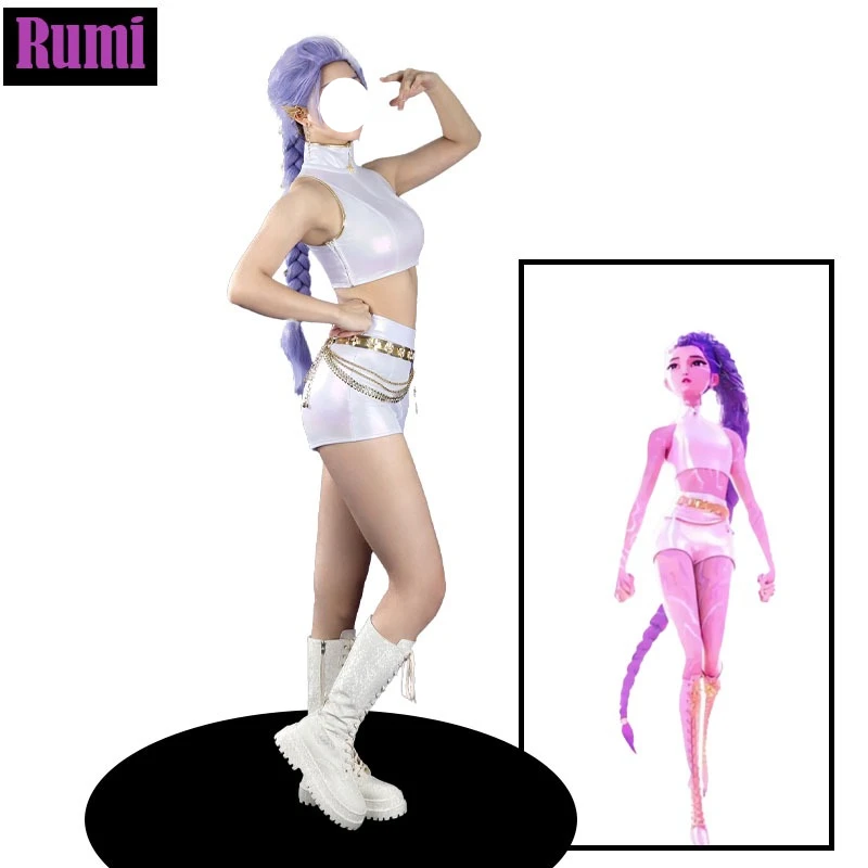 

Movie Kpop Demon Hunter Rumi Cosplay Costume Demon Hunter Cosplay Mira Zoey Stage Halloween Party Role Play Uniform for Women