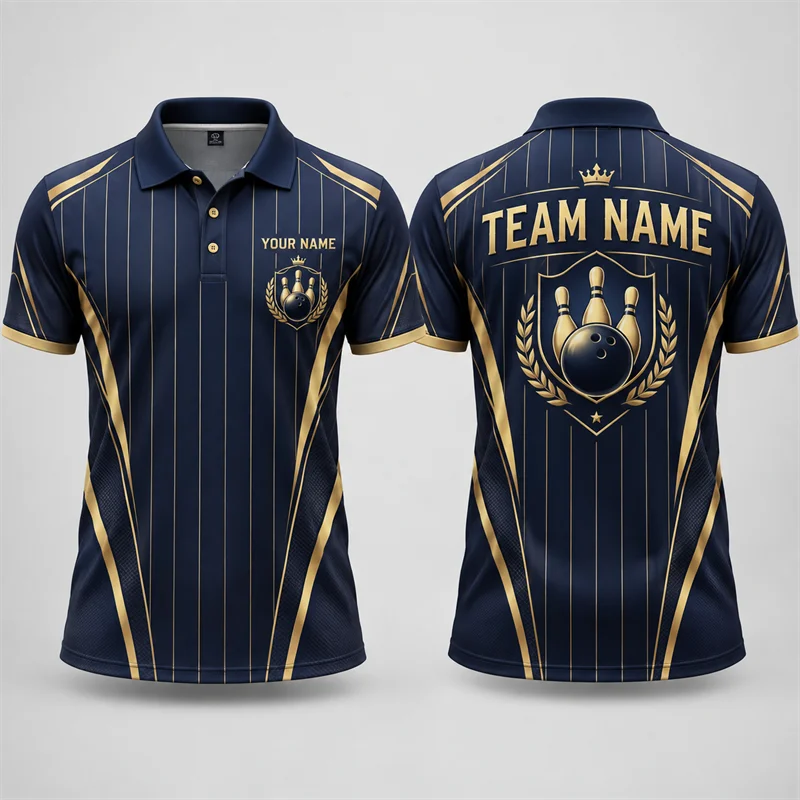 Custom Bowling Polo Shirt Personalized Name Team Name Short Sleeve 3D Print Jersey League Tournament Team Sports Uniform Top