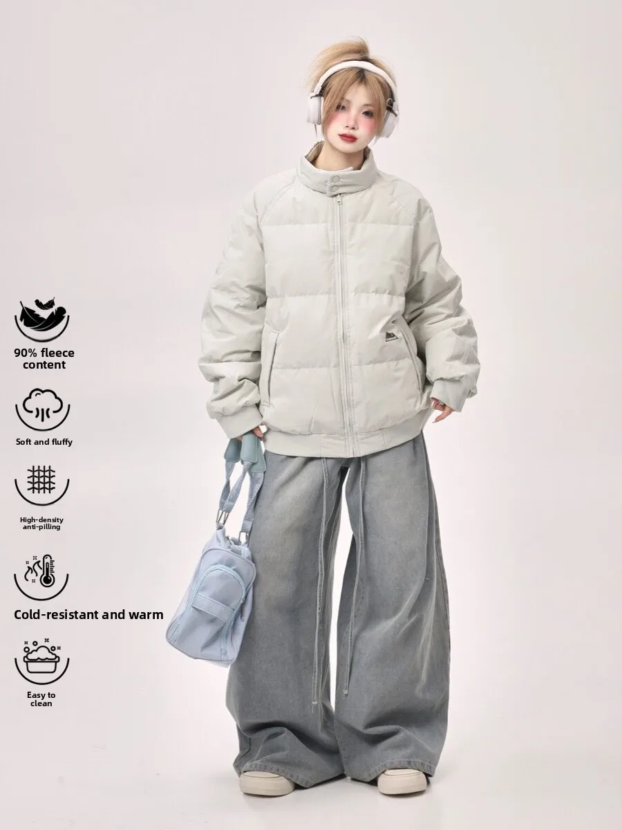 Japanese Style Loose Fit Stand Collar down Jacket Women's Basic Winter Coat 2026 New Loose Couple Style Outerwear