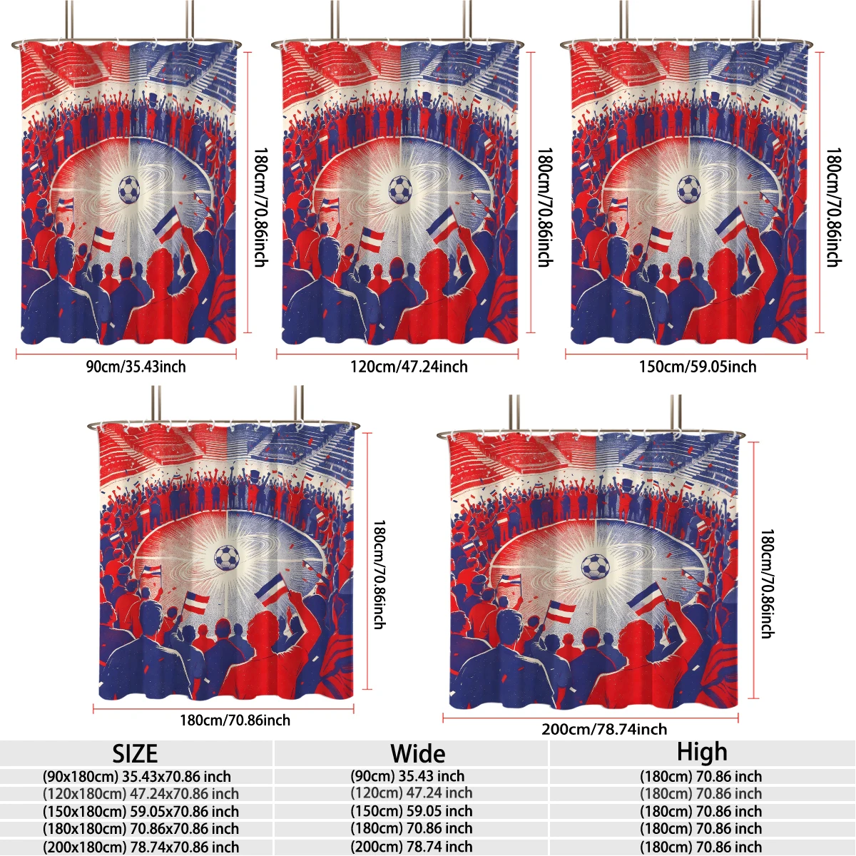 1pc football event enthusiastic shower curtain privacy protection curtain shower curtain living room bathroom decoration