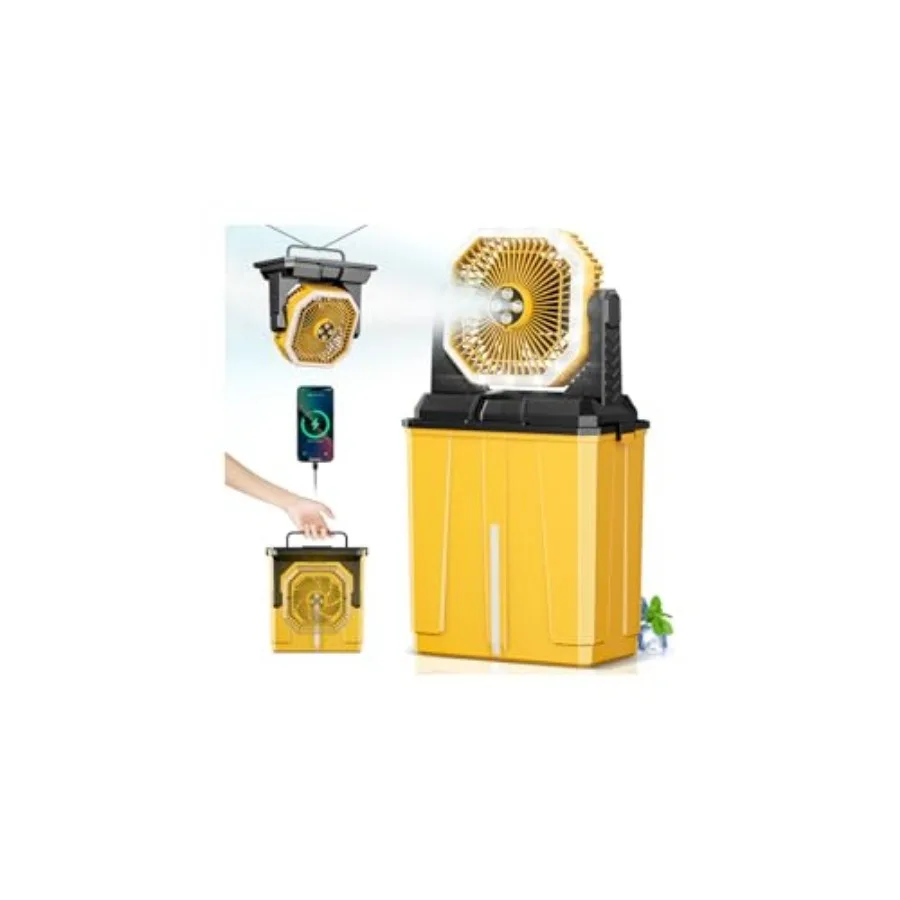 

Portable Misting Fan, 24000mAh Rechargeable Outdoor Cooler, Battery Operated Personal Fan with3 Speeds and 8L Bucket for Patio,