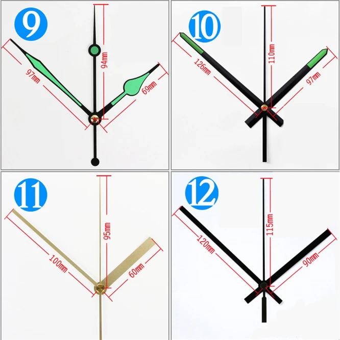 

100 sets Silent SUN 12888 Wall Clock Movement Mechanism 18mm Long Shaft with Variety of styles hands DIY replacement Parts Decor