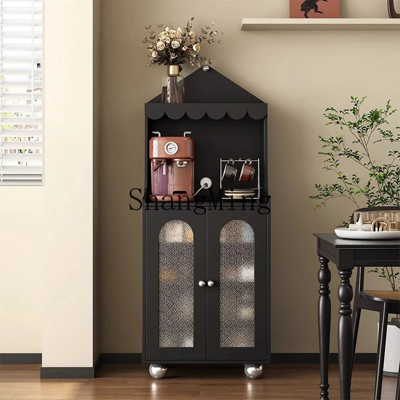 LXY light luxury retro black dining side tea cabinet small apartment living room sofa side cabinet