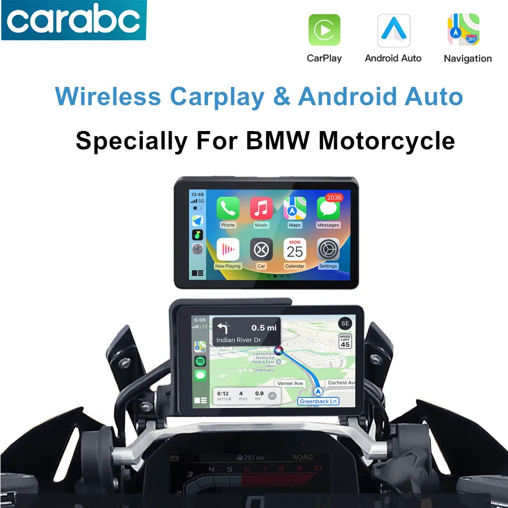 

6 inch Portable Motorcycle Navigation Wireless CarPlay Android Auto For BMW F 750 GS XR M1000 R1200GS R1250GS S1000XR R1300GS