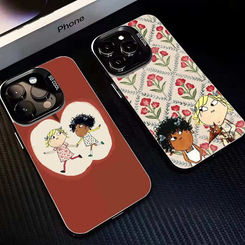 

C-Charlie And L-Lola Anime Phone Case For iPhone17,16,15,14,13,12,11 Plus,Pro Max Black Matte Shockproof Cover
