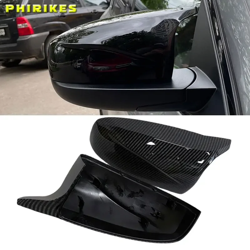 Excellent Facelifted Side Wing Modified for BMW X5 E70 X6 E71 2008-2013 Mirror Cover Caps Bright Black Carbo