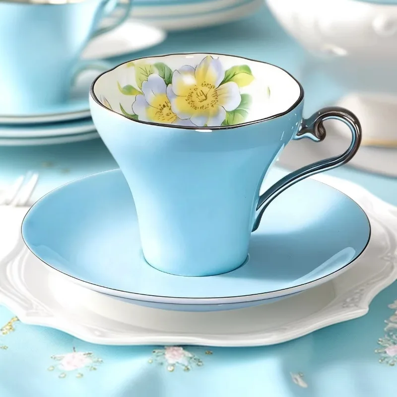 Light luxury medieval bone china coffee cup aynsle wind chime flower teacup British afternoon tea silver tea break set