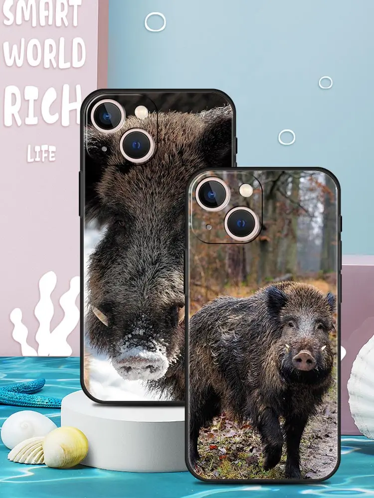 Coque de téléphone en forme de sanglier, étui souple en TPU pour iPhone 16e 15 14 13 12 11 Pro Max XS X XR SE 7 8 Plus