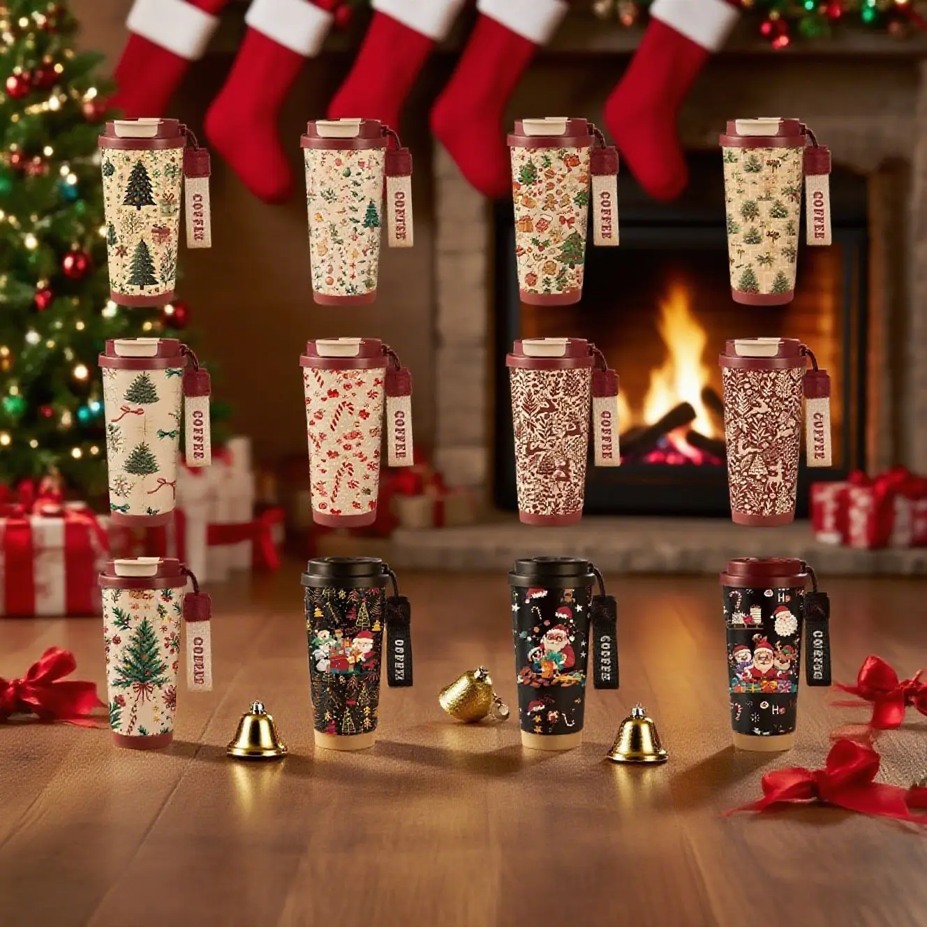 

18oz Merry Christmas Gifts Cup Portable Handgrip Stainless Steel Coffee Mugs Car Cup Insulation Water Bottles Birthday Gifts