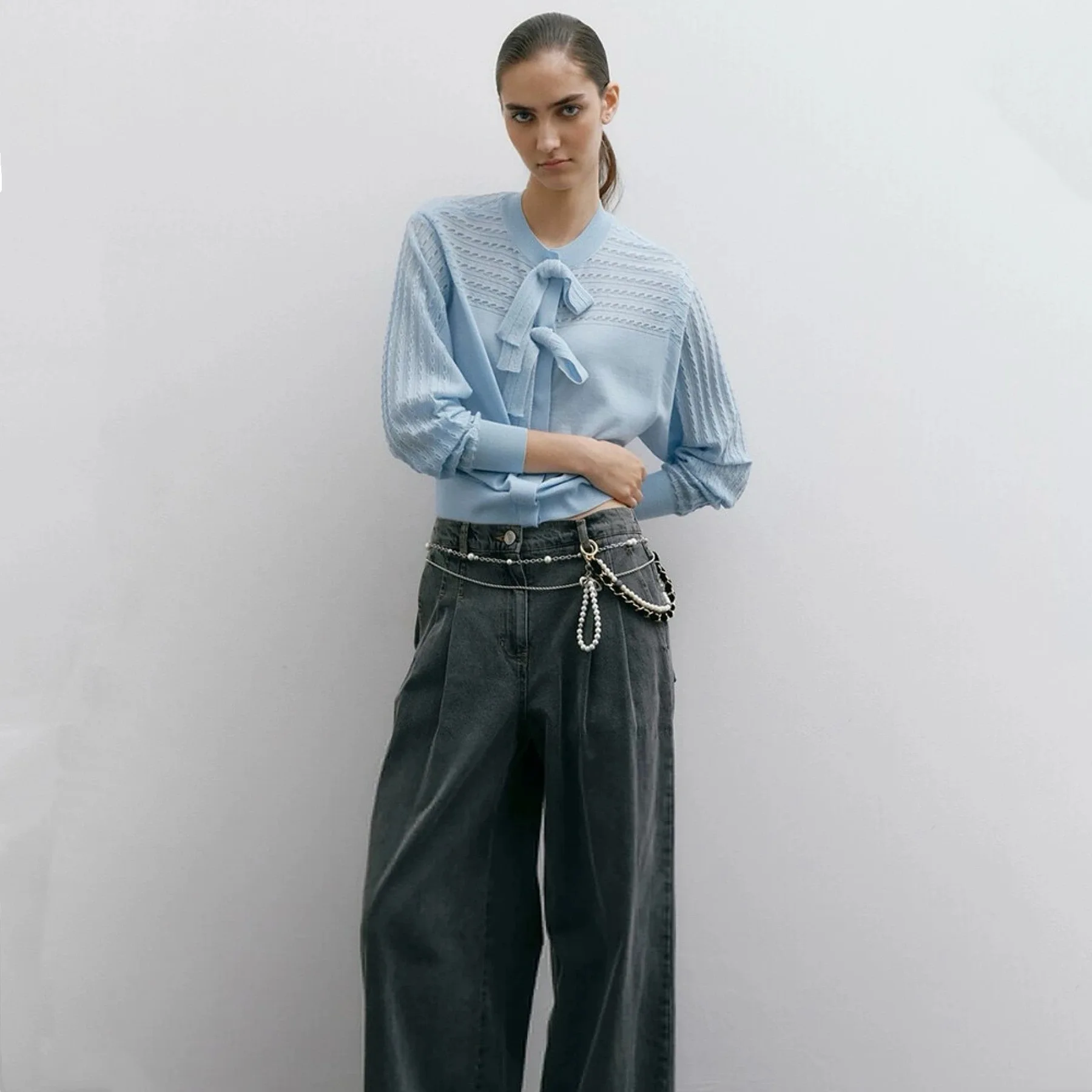 

Эластичный облегающий трикотаж с круглым узлом, универсальный дизайн, лимонный сыр 0bz * 25, осенняя коллекция для поездок на работу Sle irt