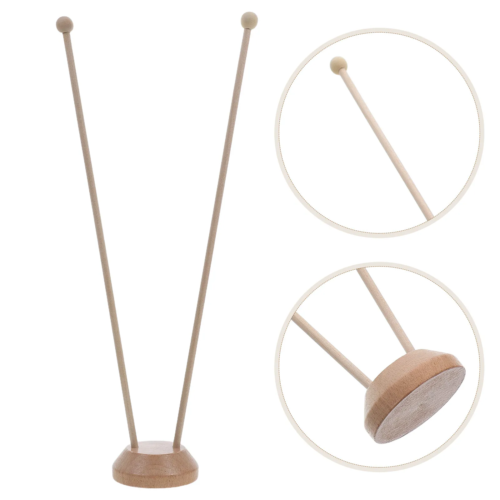Sturdy Wooden Desk Flag Holder Elegant Round Polished Base for Two Flags Meeting Room Exhibition Indoor Tabletop