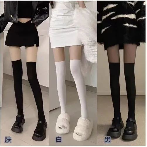 Sexy Patchwork Sheer Black Thigh High Stockings Tights Women Female Hosidery Over Knee Stripe Pantyhose Women Tights Pantyhose