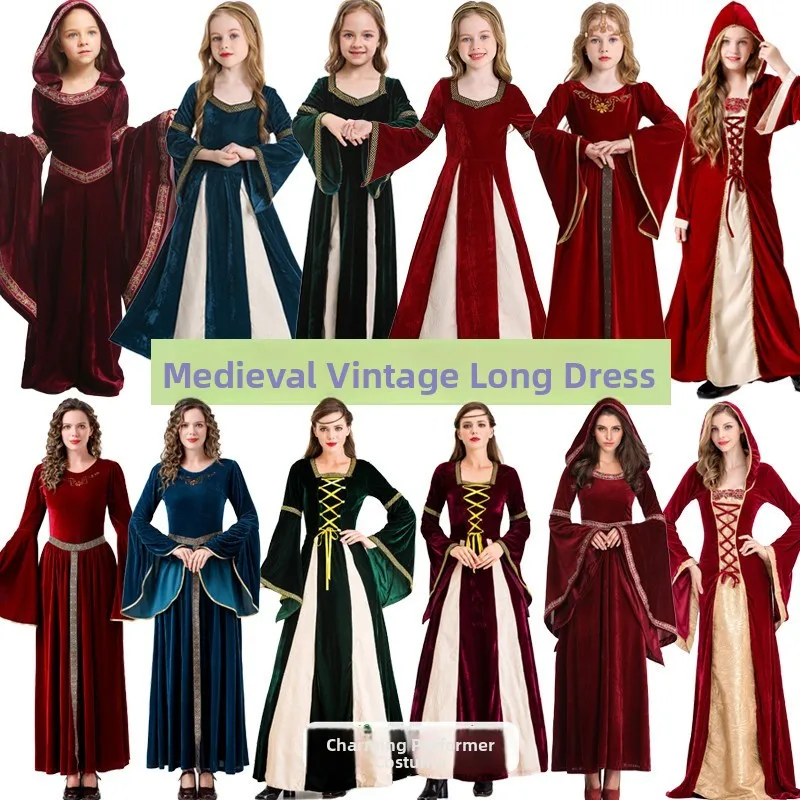 

Средневековый костюм королевы с расклешенными рукавами для женщин, винтажный наряд для Хэллоуина, придворных танцев, женская мода, исторический костюм