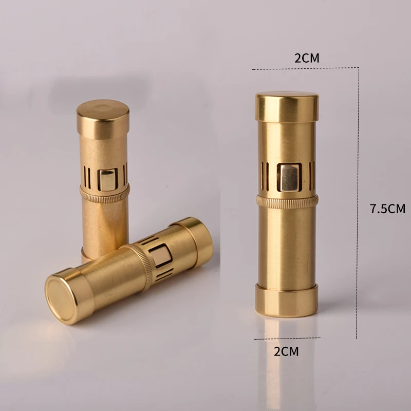 Brass Cylindrical Kerosene Lighter 2-end Pressure Ignition Creative Personality Gasoline Lighter Gift