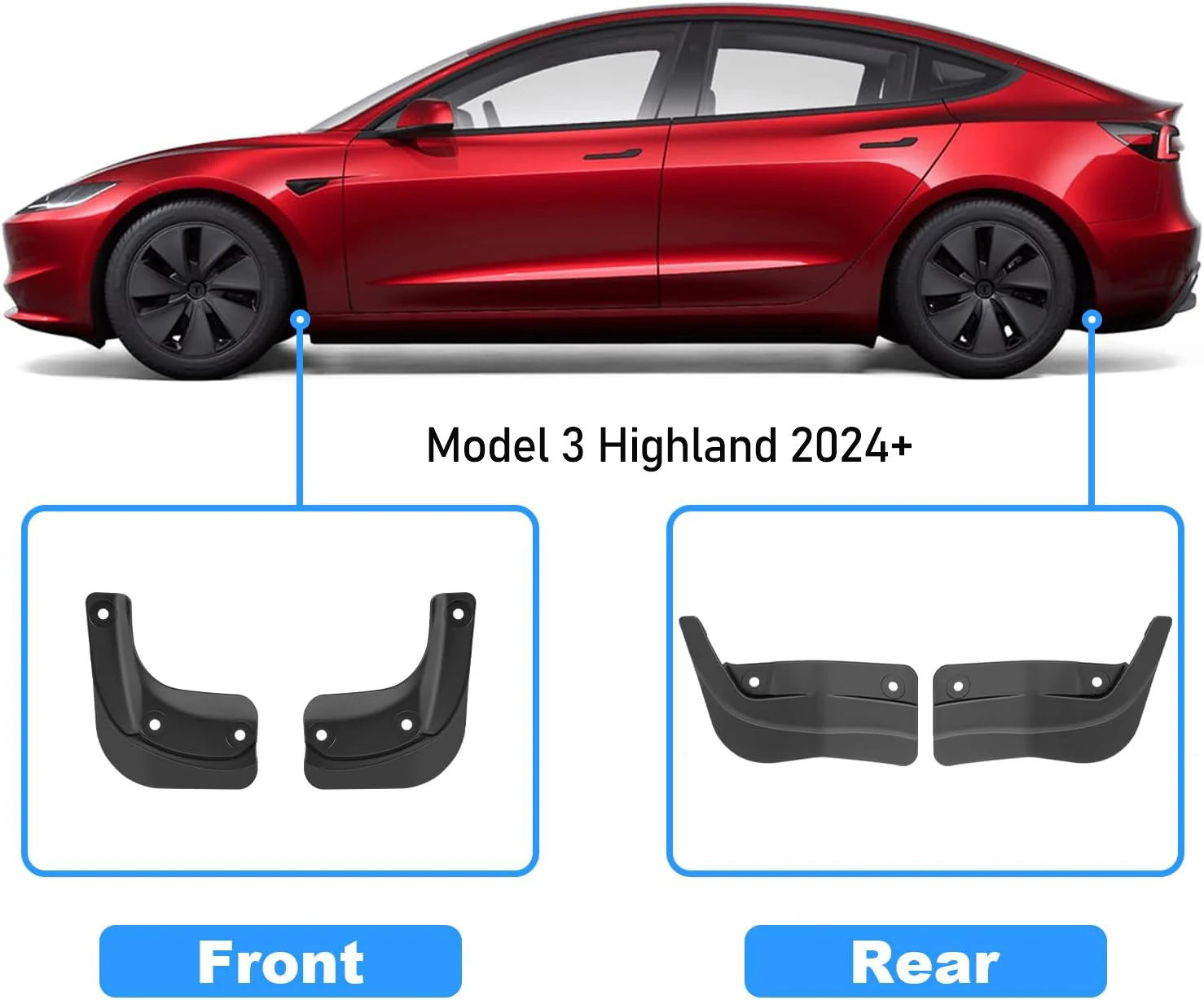 Miękkie chlapacze do Tesla Model 3 Y Juniper 2025 2026, oficjalne błotniki przednie i tylne, osłony przeciwbryzgowe, akcesoria podróżne — zdjęcie 7