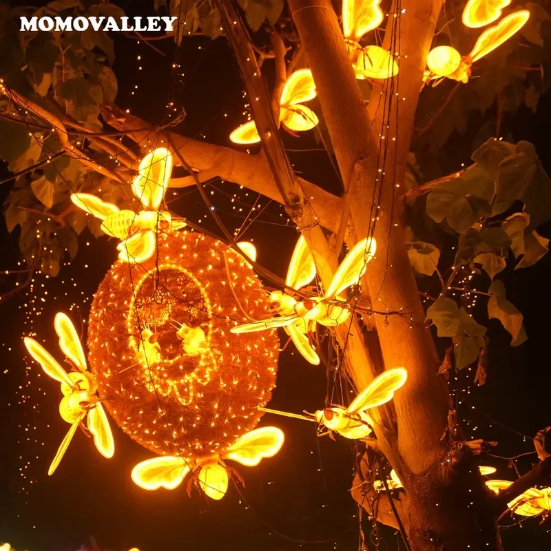 for Outdoor Waterproof Animated Bee Shaped LED Garden Lighting IP65 Rating Halloween Decorations 3D Park String Style