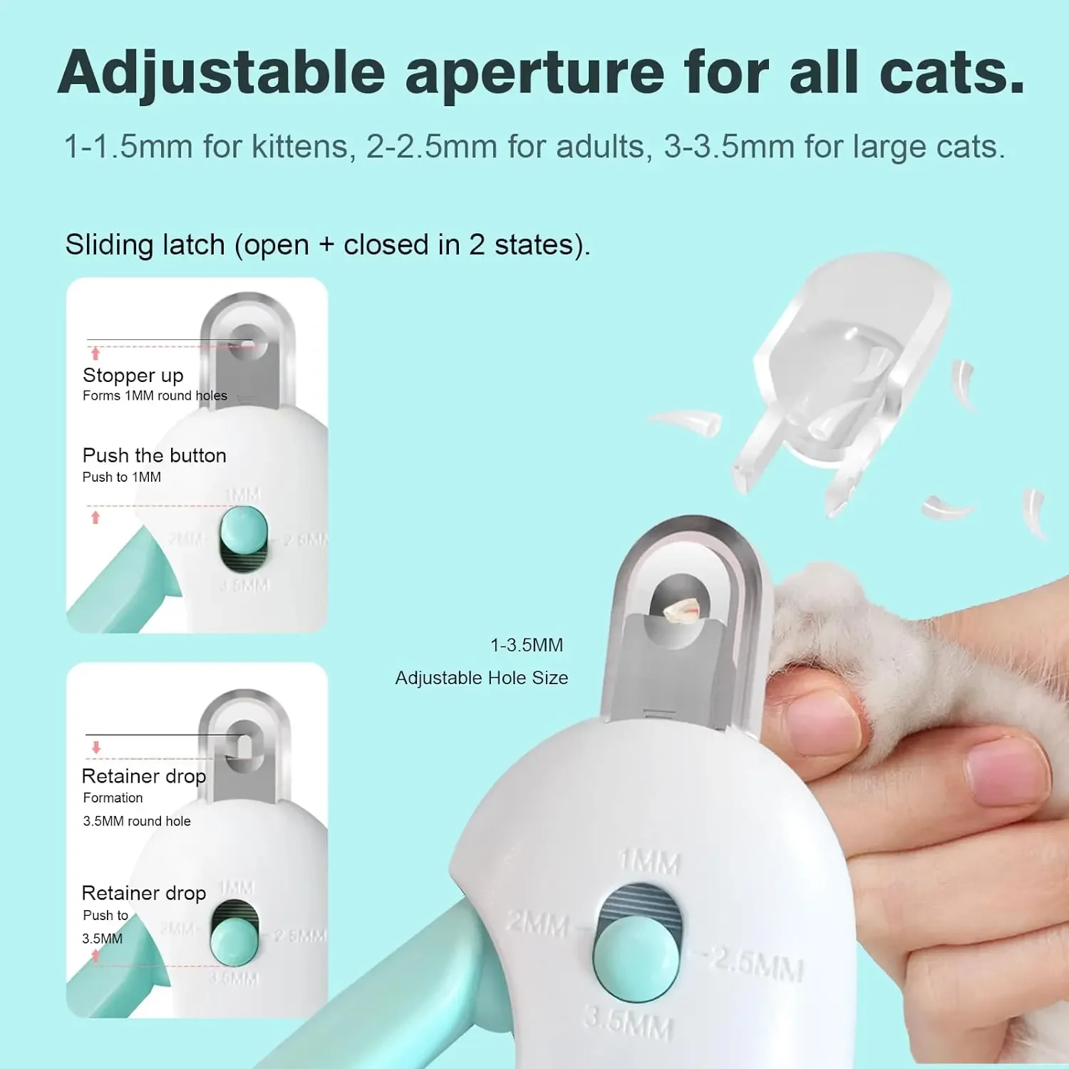 Katzen- und Hundenagelknipser Professioneller Haustier-Nagelknipser mit Verstellbarem Loch Krallentrimmer Pflege- und Schönheitswerkzeug für Hunde und Kätzchen – Detail 1