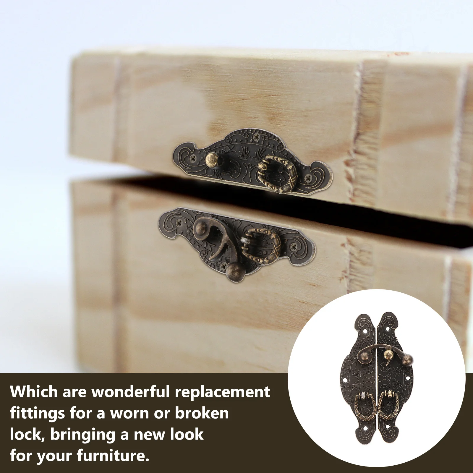 2 chiusure per scatole di serrature per mobili a forma di cuore retrò per cassetti per armadietti per gioielli robusti cerniere per custodie in legno imballaggio vintage