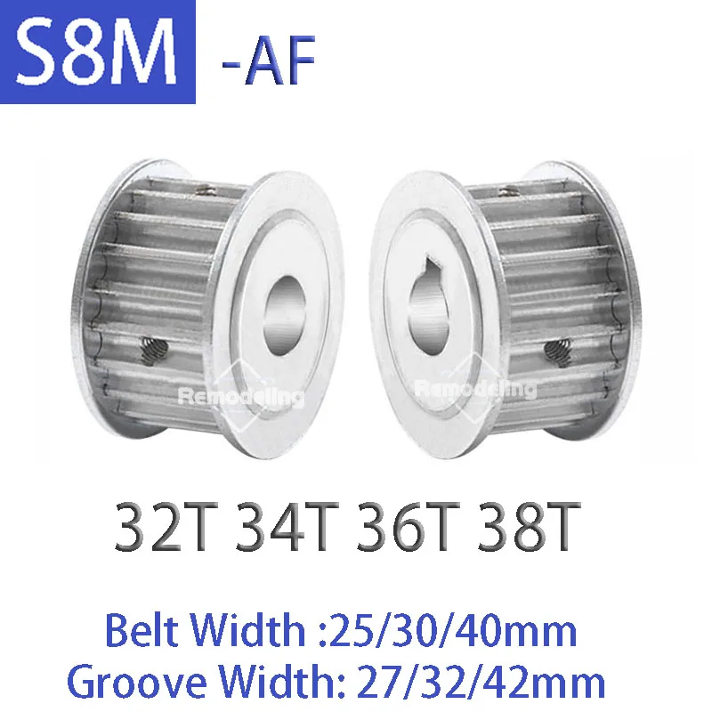 

1pcs S8M AF Timing Pulley Aluminum Alloy 32T 34T 36T 38T Teeth Synchronous Wheel Belt Width 25/30/40mm Bore 12mm-28mm Pitch 8mm