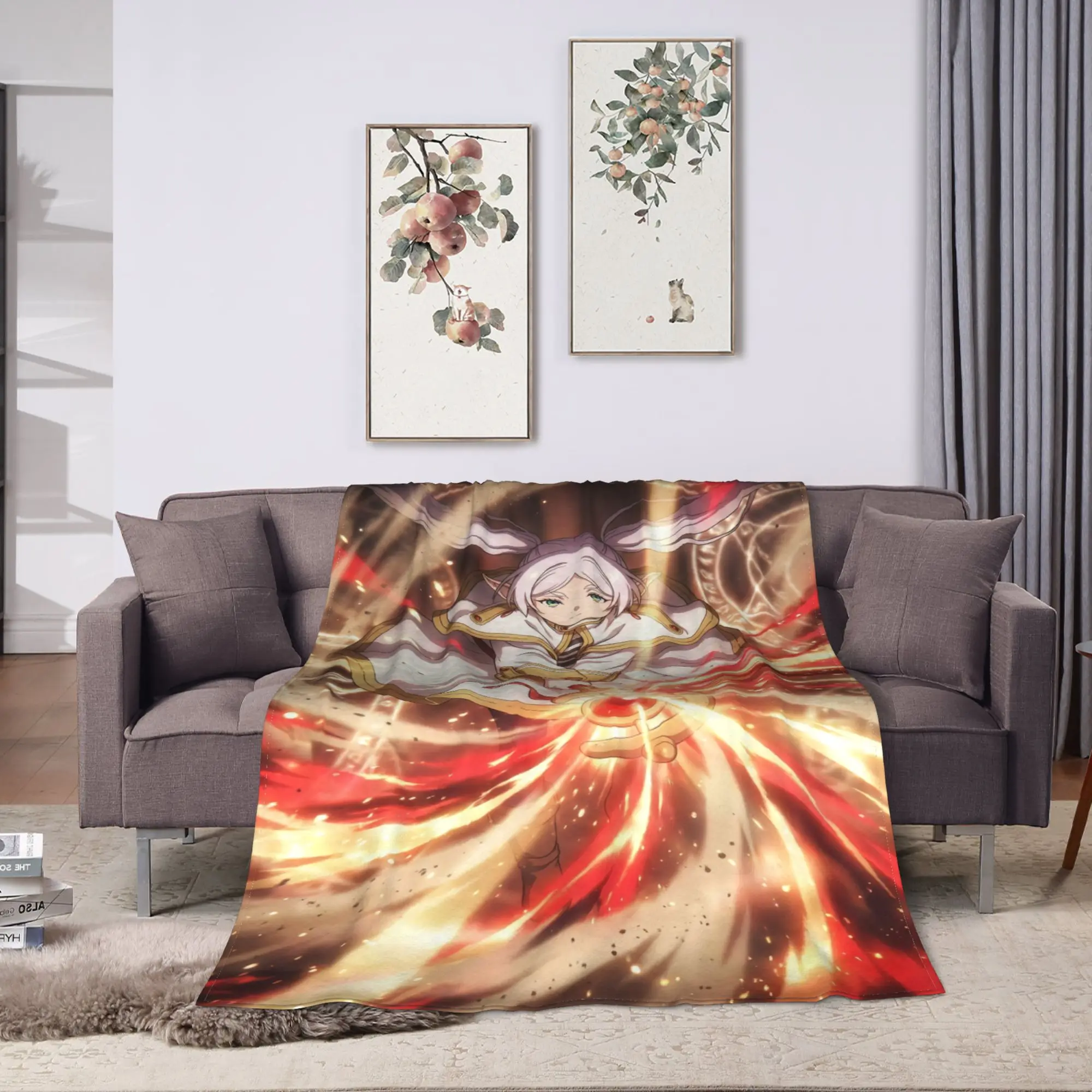 Frieren Beyond Journeys Blanket Winter  Warm Comfy Throw Blanket For Kids Adults Couch Chair Flannel Bedspread Bed Cover
