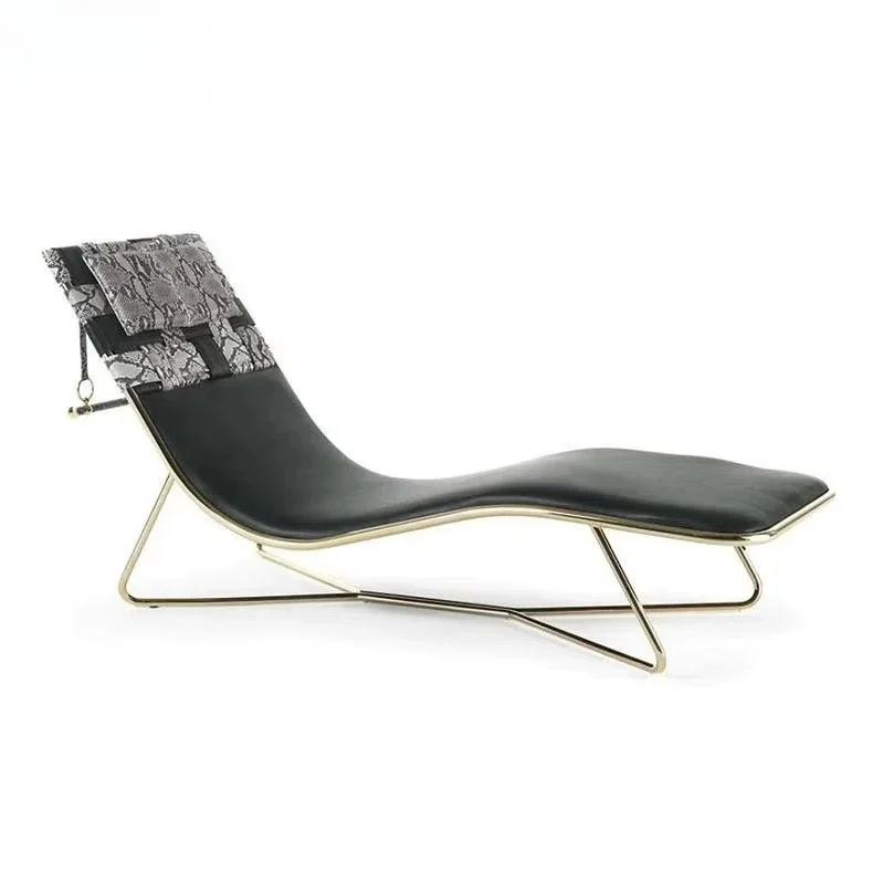 Italian style leopard print leather upholstered lounge chair, living room hotel fashionable outdoor leisure chair
