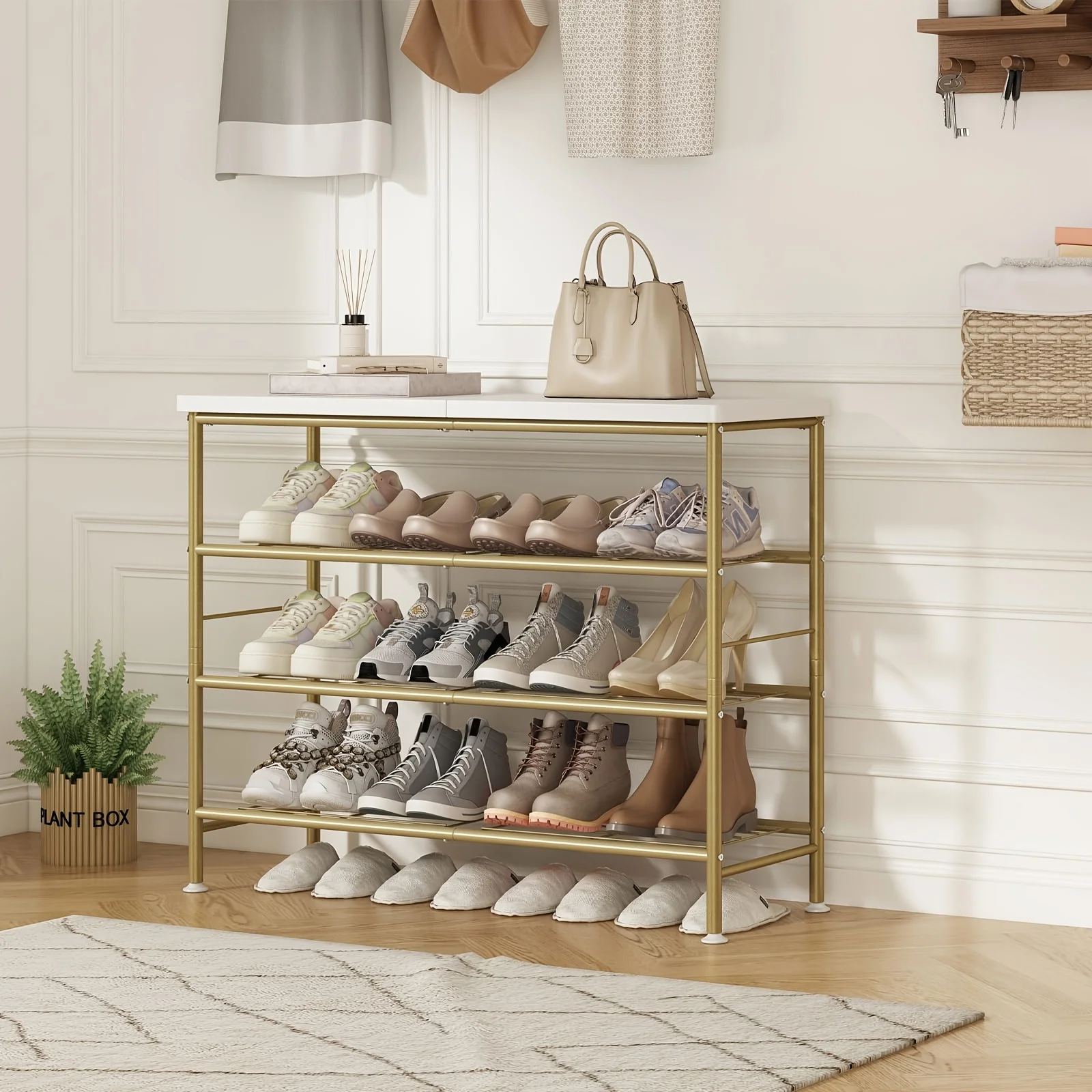 4-Tier 5-Tier 6-Tier Metal Shoe Rack Organizer, Decorations For Home, 28.15 / 35.82 / 45.3 Large Stable Stackable Shoe Tower