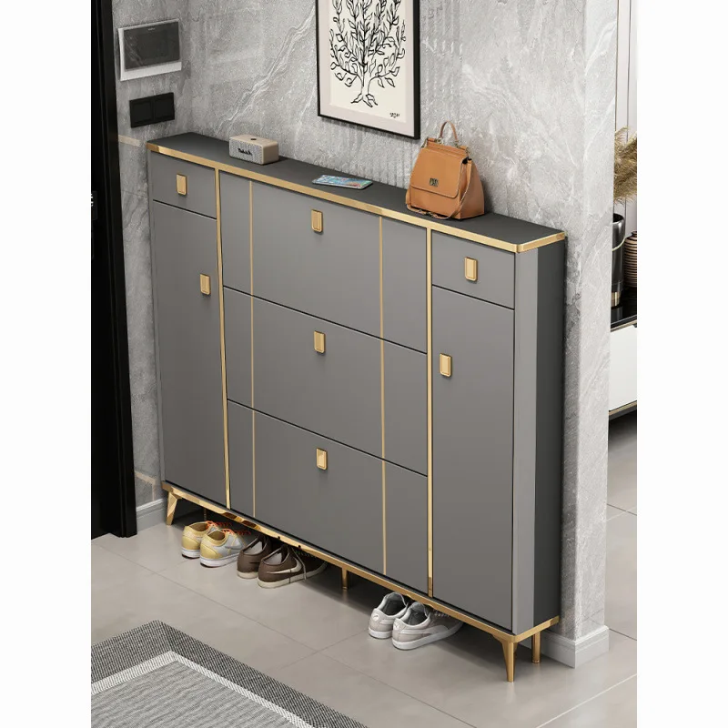 Light luxury tipping bucket shoe cabinet, large-capacity entrance entrance cabinet at the door of the home, simple and modern, n