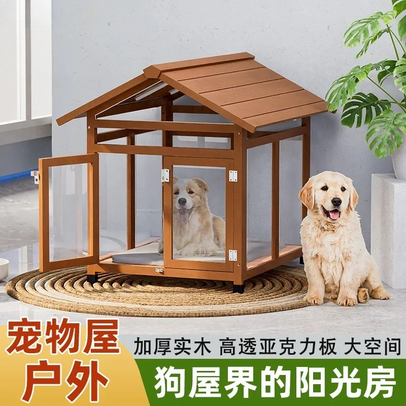 Outdoor Pet House All Seasons Wooden Outdoor Kennel Rainproof Dog Cage Dog House Sunscreen
