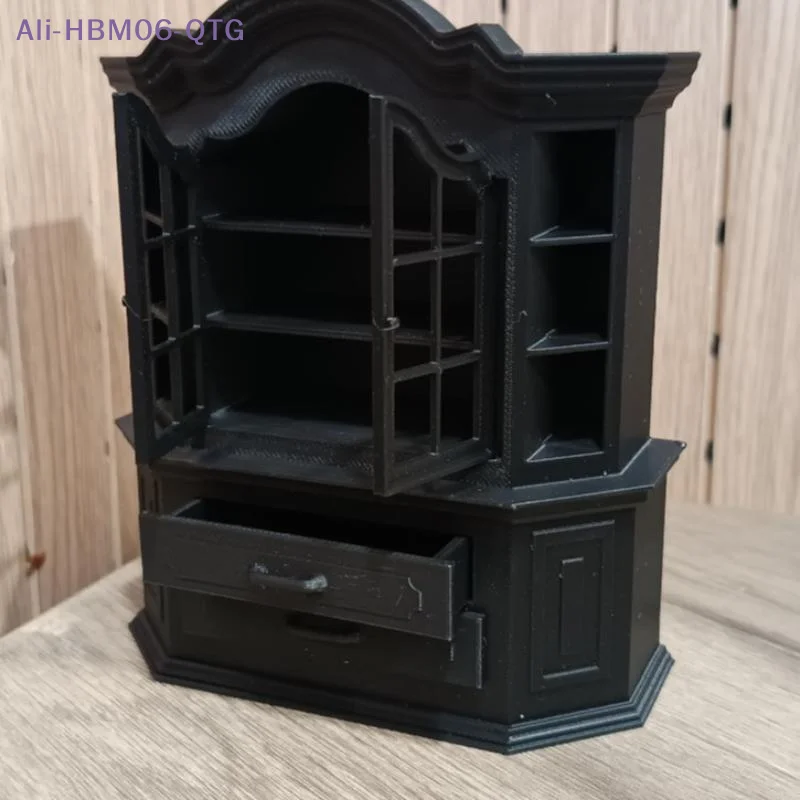 [New] 1Pcs DIY Craft Project Tiny House Furniture Bookcase Miniature Plastic Cabinet For Dollhouses Bedroom Living Room Decor