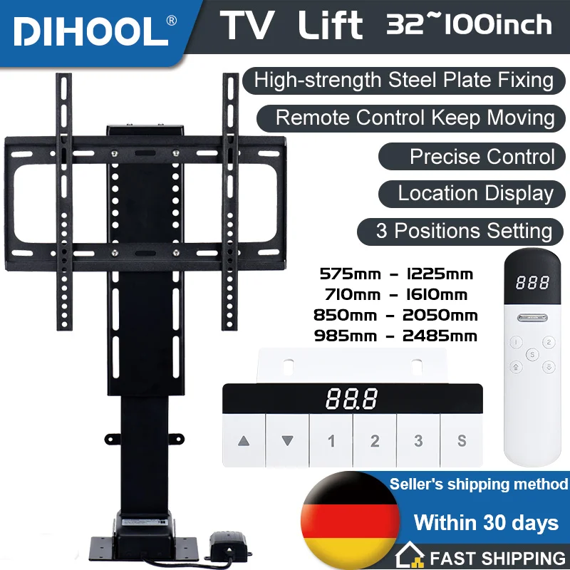 Altura Motorizada Ajustável tv Stand tv Bracket Wall Mount Controle Remoto Configuração de Memória tv Bracket 32 in 100 in
