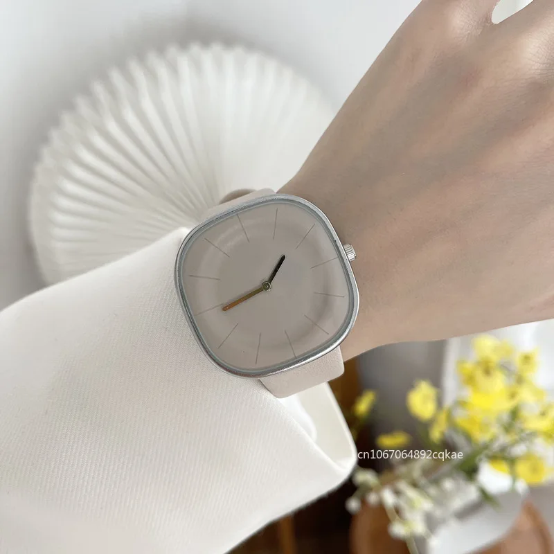 Reloj de cuarzo con correa de cuero para mujer, cronógrafo minimalista de lujo con esfera cuadrada, pulsera para pareja, nuevo