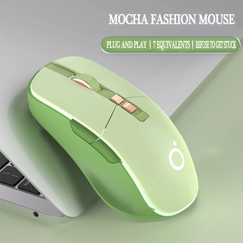 Mouse com fio verde com interface USB, linha de conexão, sete efeitos de luz, jogos, escritório, desktop, computador, notebook, 1,5 m