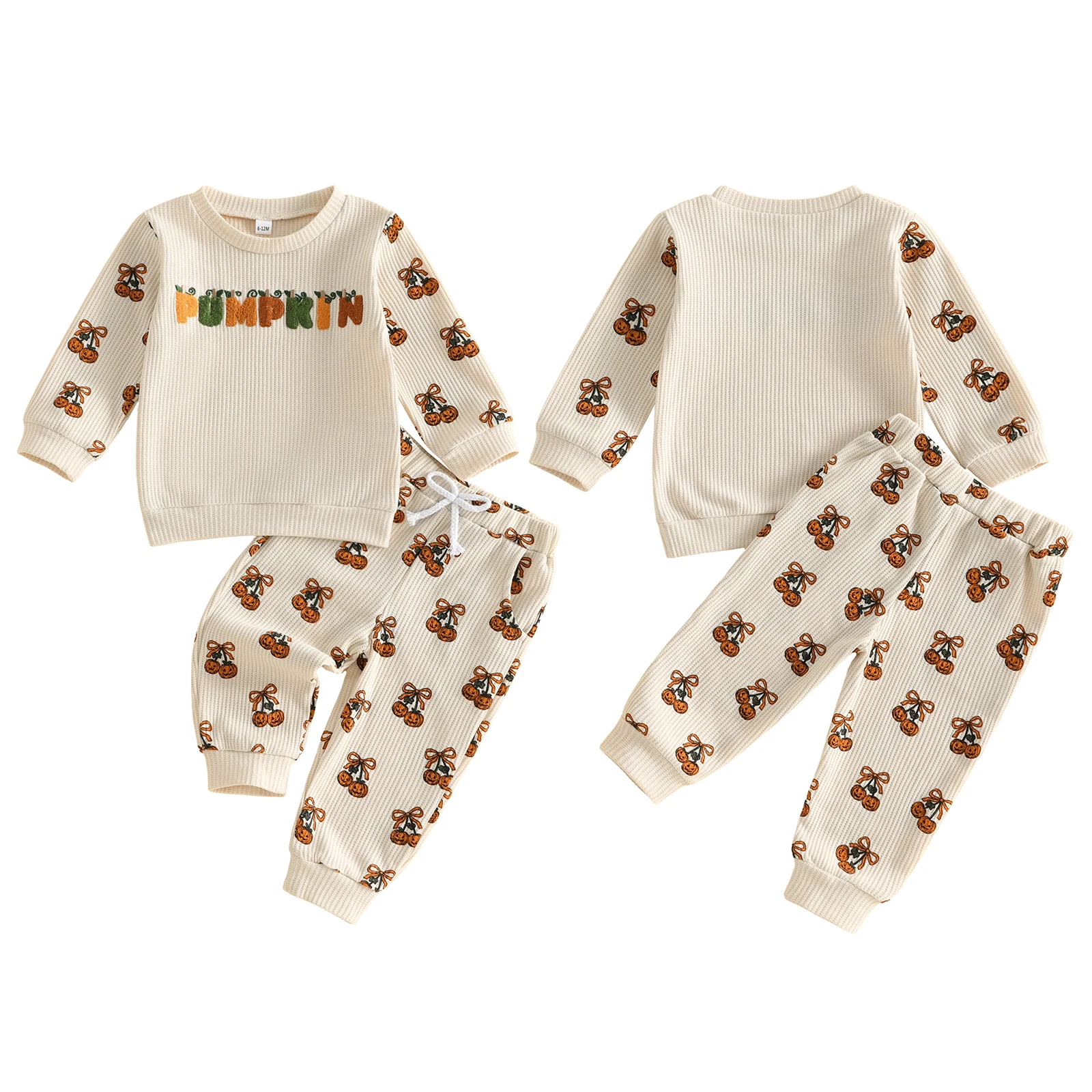 2027 Early Autumn Toddler Baby Girl Halloween Outfits Fashion Warmer Long Sleeve Round Neck Sweatshirt with Pants Children's Set