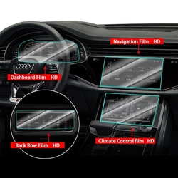 Tempered Glass Protective Film For Audi Q7 Q8 2020 2021 2022 Car Navigation Screen Dashboard Screen Auto Interior Accessories