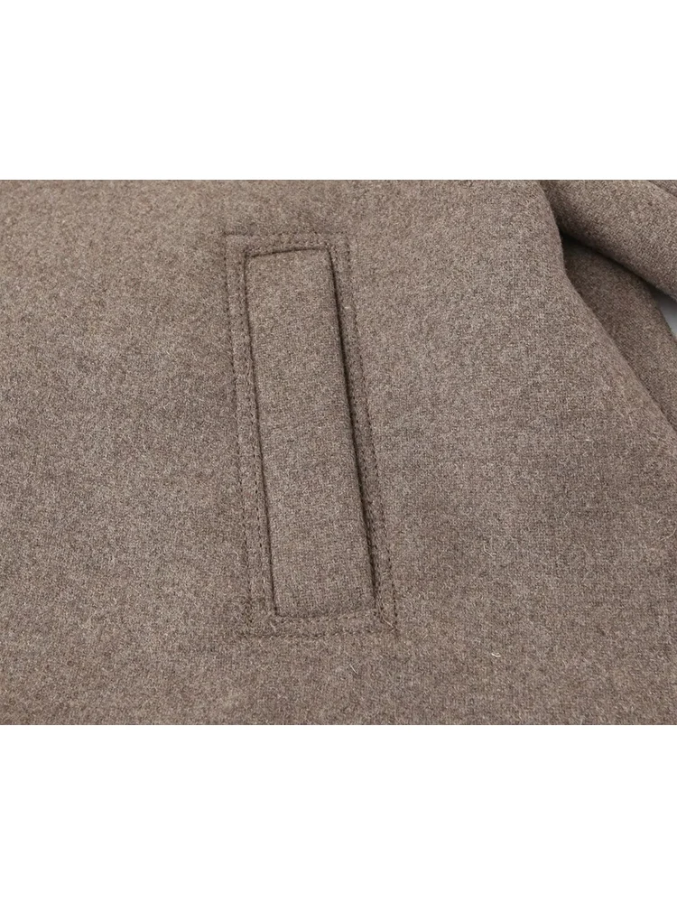 TFMLN Vintage dameswollen jas Kraagvorm met enkele rij knopen Overjas met zak Casual losse eenvoudige jas Winter Nieuw