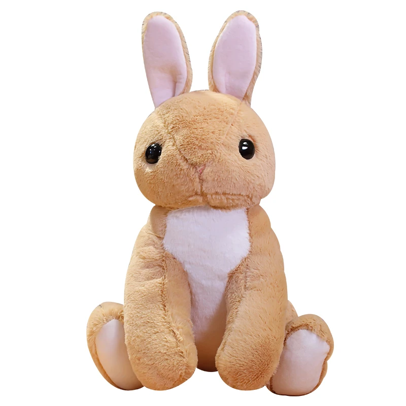 

Nice Lovely Sitting Rabbit Plush Toy Stuffed Soft Animal Snow Doll Cartoon Pillow Brown White Bunny Toys For Kids Girls