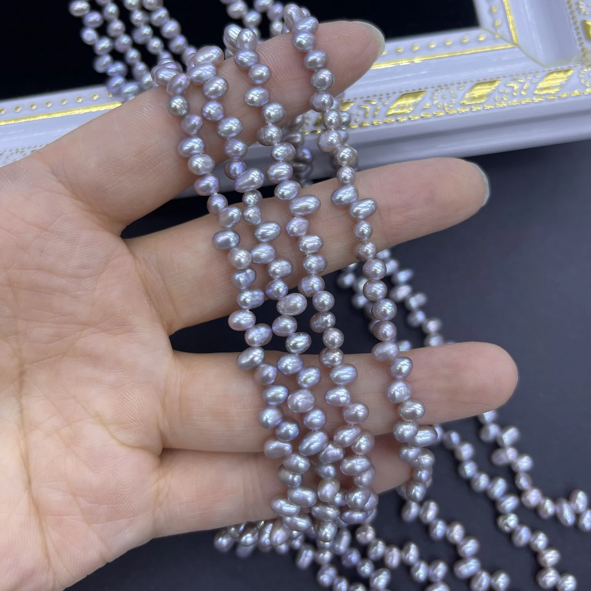 

AAA 4-5mm Irradiated Gray Natural Freshwater Pearls Wheat Shape Beads for Jewelry Making DIY Women Necklace Bracelet Accessories