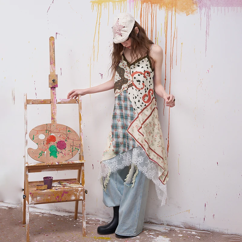 ELFSACK Floral Print Patchwork - đánh giá và giá Sundress Midi Floral