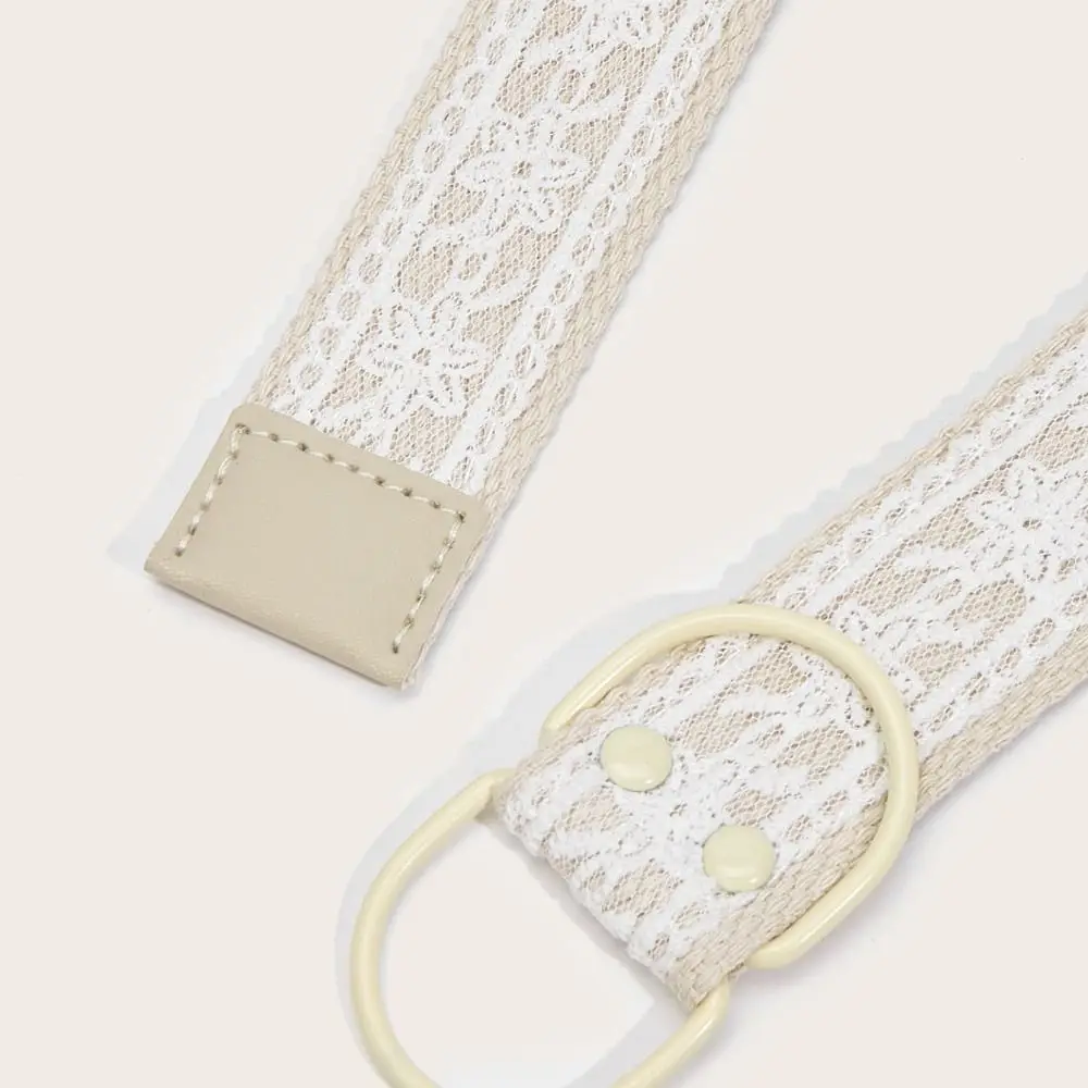 Elegant Punk Style Floral Lace Waist Belt All-match Y2k Women's White Belt Linen-cotton Casual Waist Strap Gifts