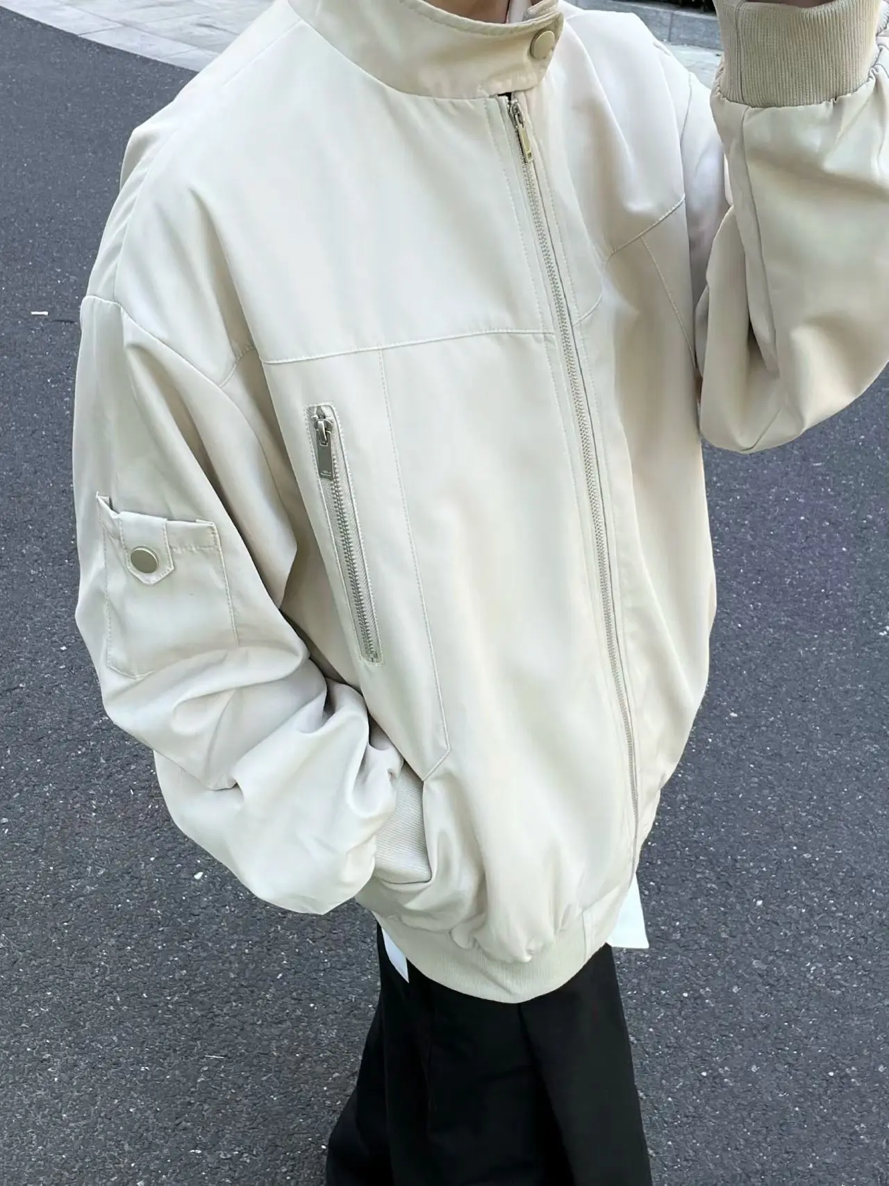 

Casual American High Street Jaet Zipper Stand Collar Workwear Pilot Sle Loose Fit Autumn Winter New Arrival for Men And W...