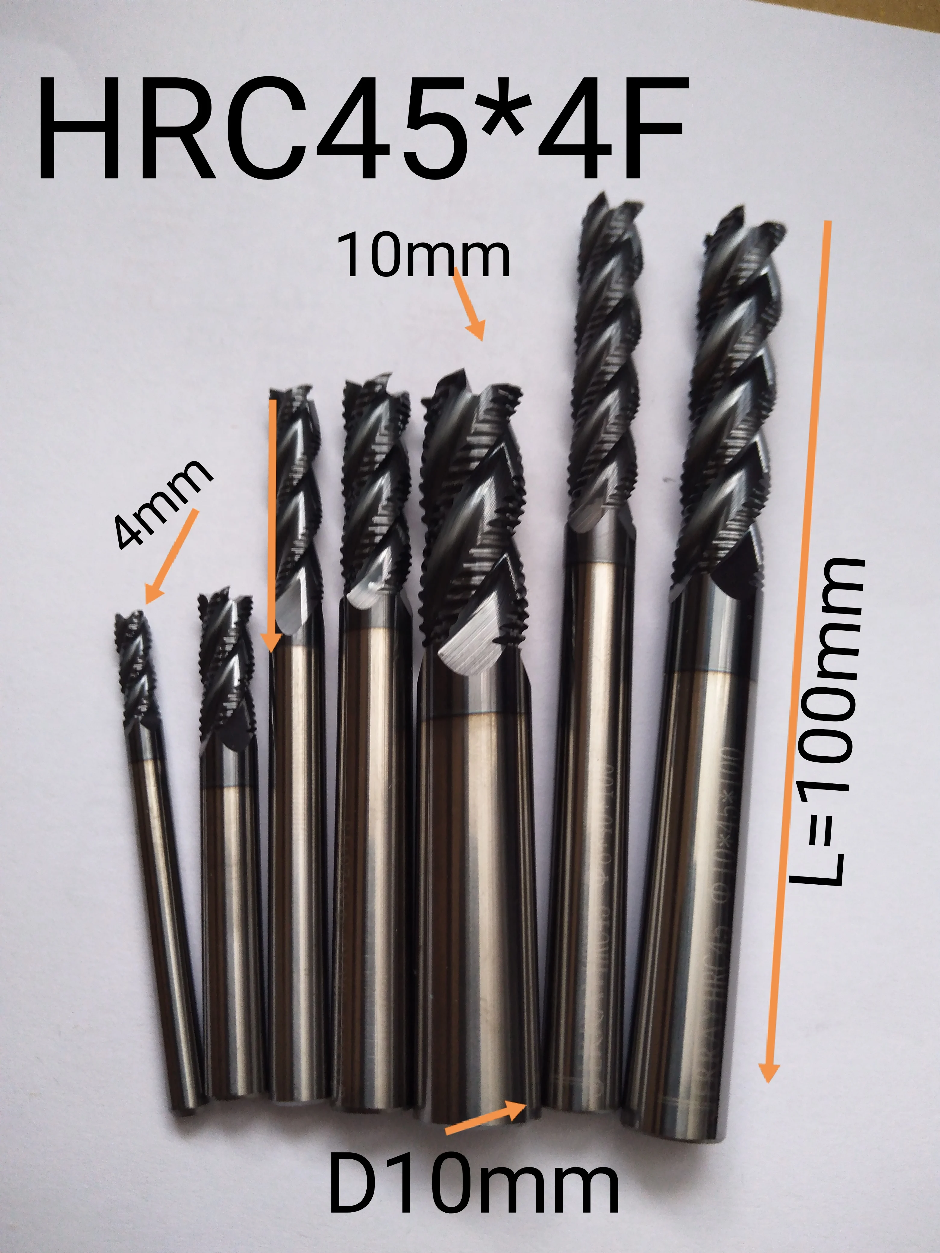 

4mm 6mm 8mm 10mm 12mm 16mm14mm4 flutes HRC45 Roughing End Mills Milling cutters CNC Carbide router bits milling bits