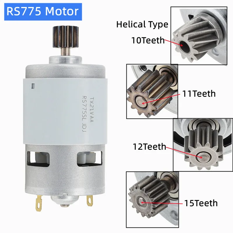 RS775 DC Motor 10 /11/12/15 Teeth Helical Gear High Torque Motor Replacement for Lawn Mower / Hedge Trimmer / String Trimmer