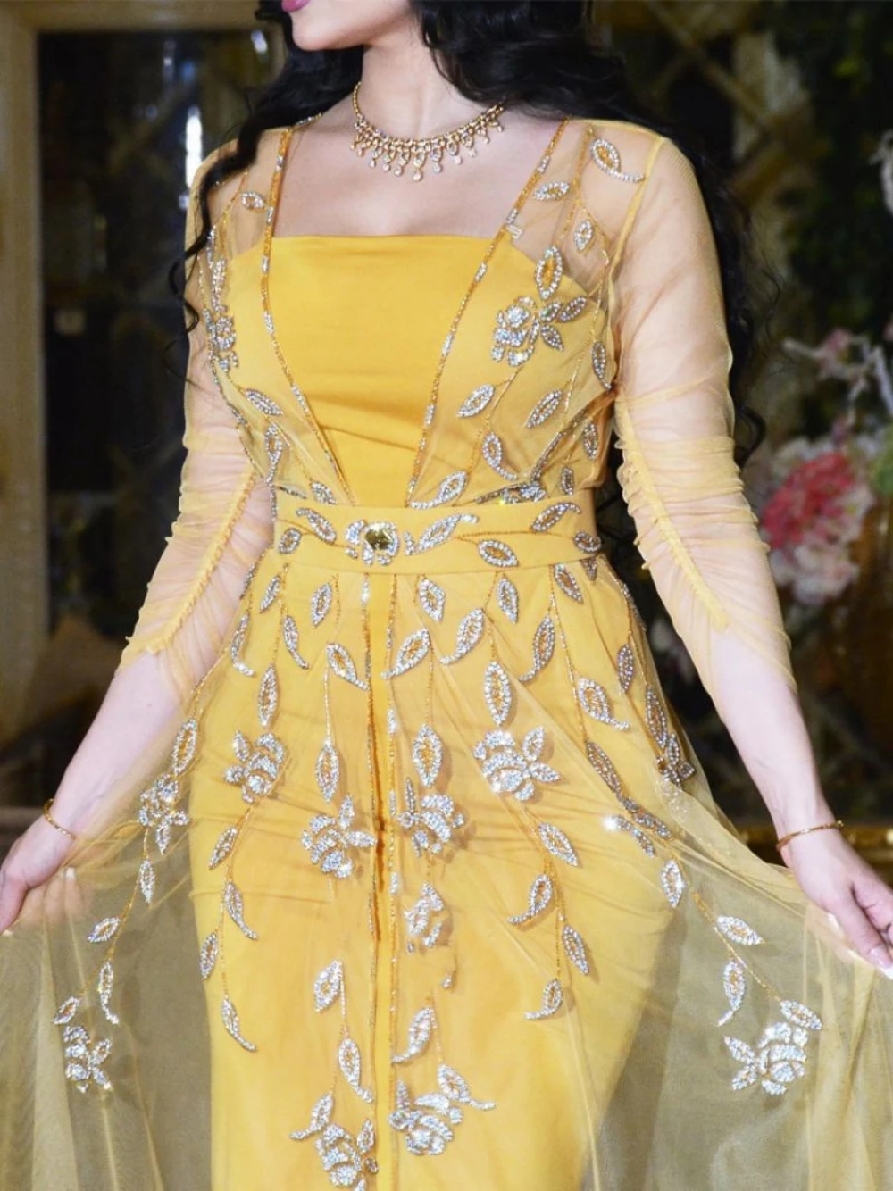 فستان سهرة قفطان أصفر أنيق رقي - مراجعة Women Formal Wear Sale وسعره