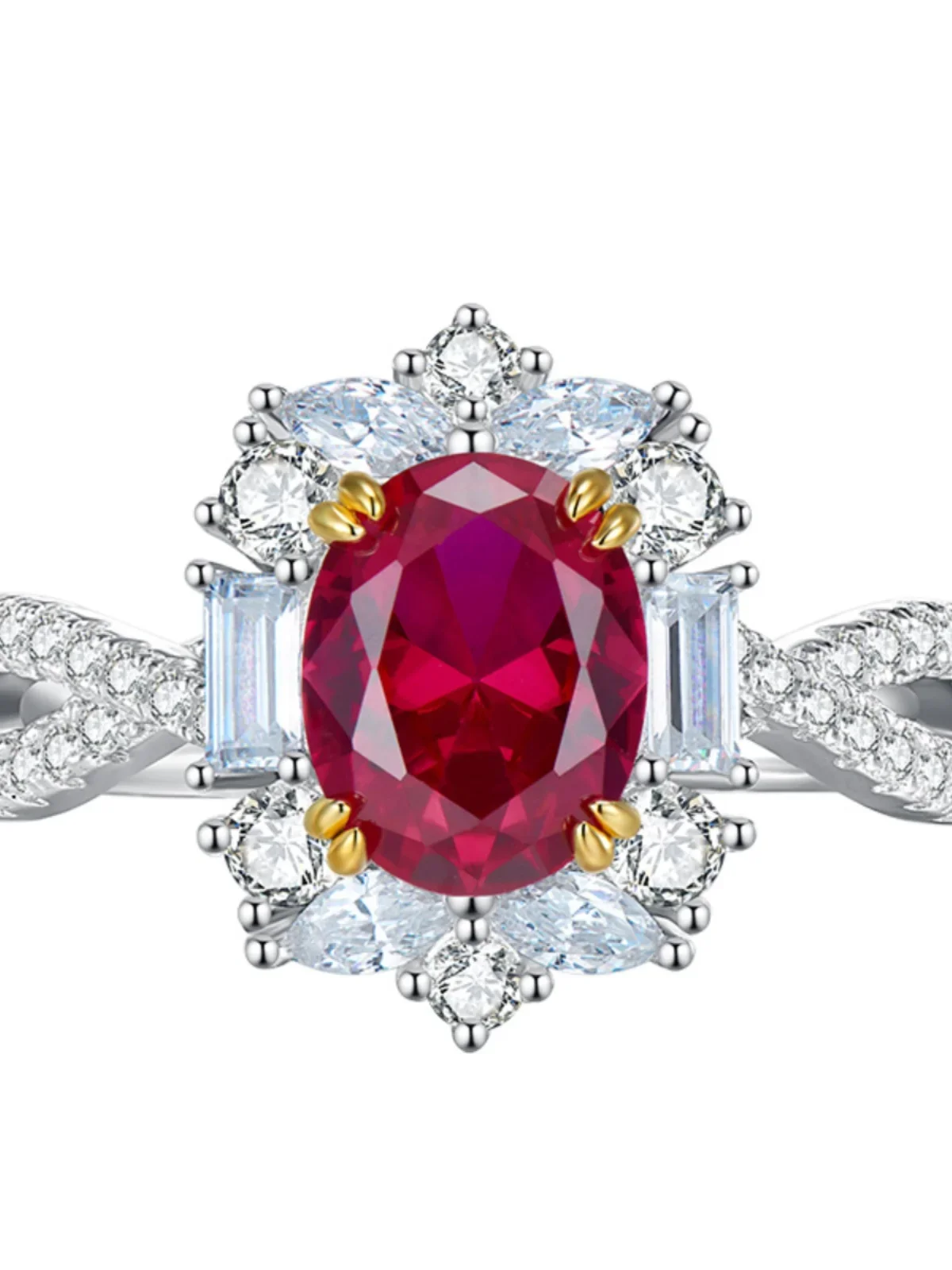 High end 3-carat ruby ring with 925 sterling silver inlay, exquisite, simple and elegant, hot selling accessory personality