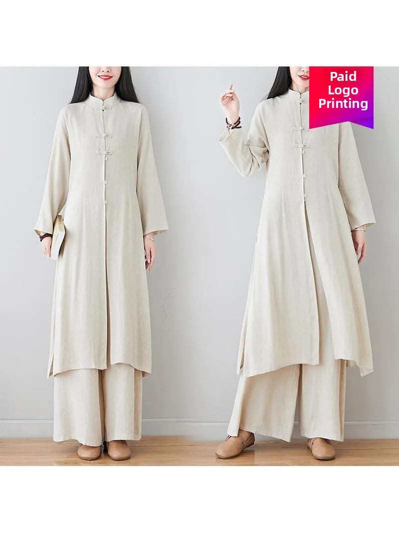 

Spring Autumn Long Sleeve Cotton Linen Meditation Robe Zen Style Lay Brother's Suit Buddhist Style Sitting Meditation Clothes...