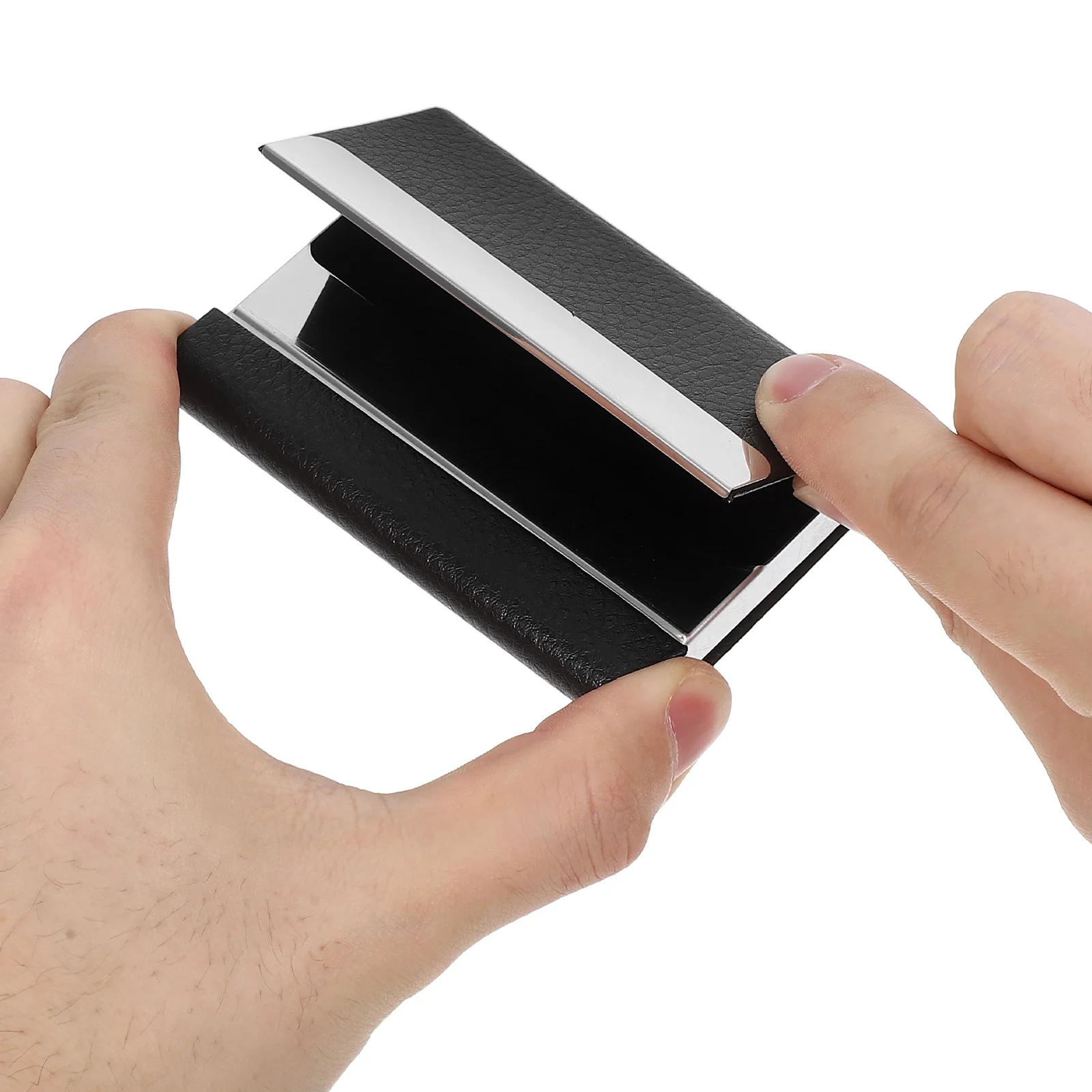 

Stainless Steel Business Holder Slim Pu Case For Men Women Portable Pocket Card Organizer Magnetic Closure Credit Card Storage