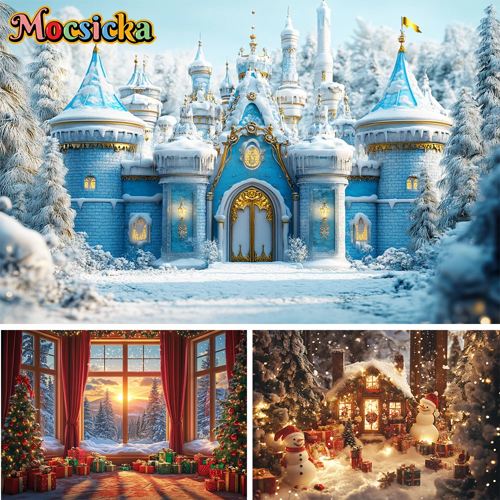

Mocsicka Christmas Photography Backdrop New Year Ornaments Decoration Photozone Background Children Studio Photobooth Props
