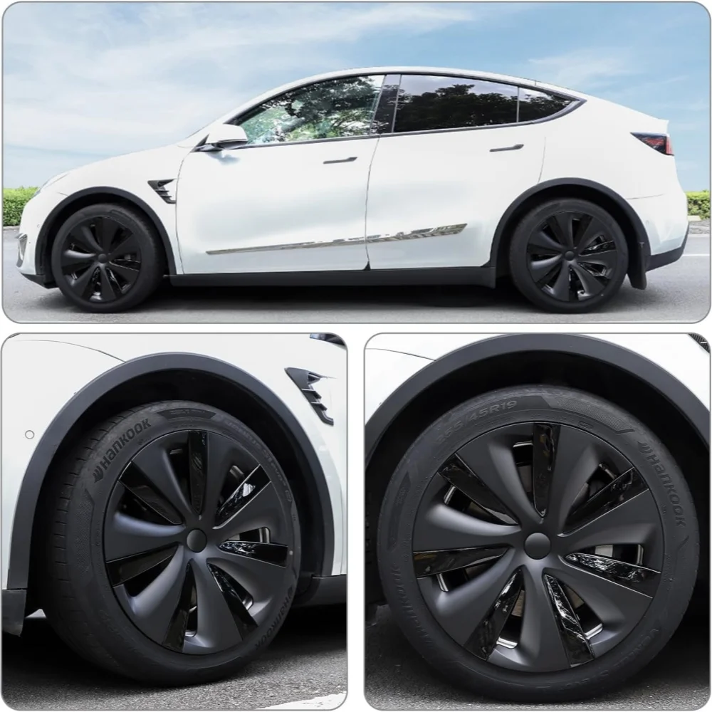 For Tesla Model Y 2017-2024 Hubcaps,19 inch Wheel Cover Storm Two Tone Style Replacement Rims Protector Accessories 4pcs