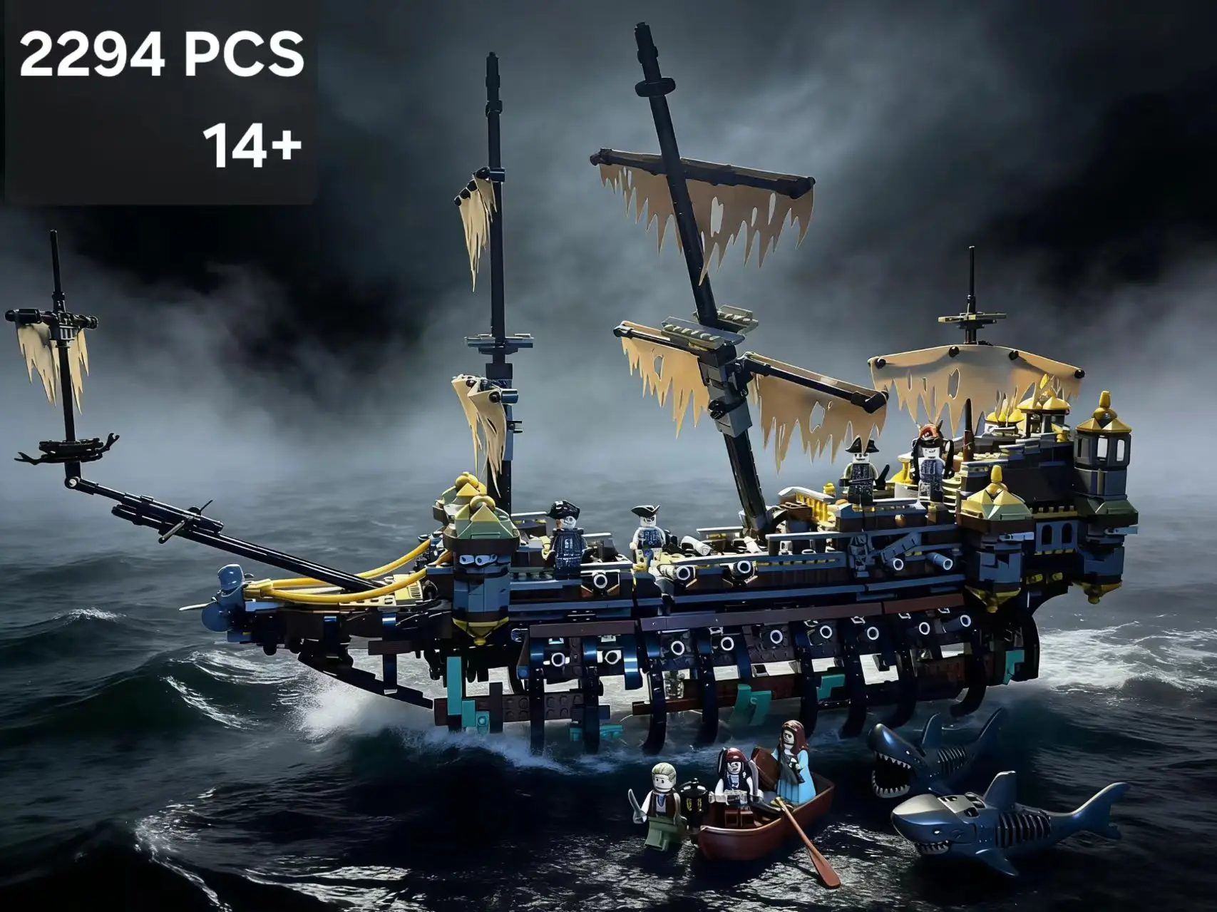 

2294Pcs Pirates Ship Imperial Caribbean Building Blocks Set Flagship Model Compatible 71042 Christmas Gifts For Kids Toys