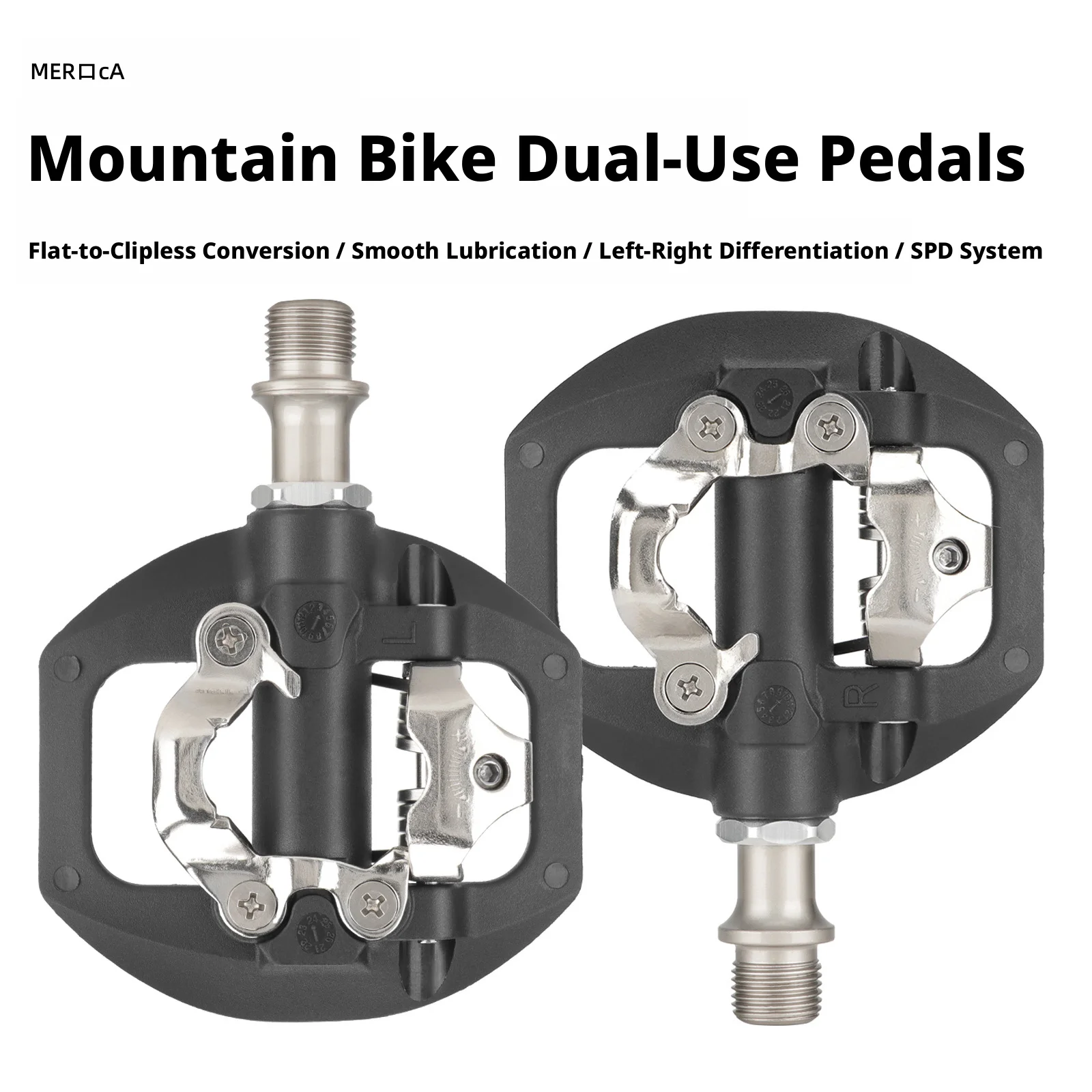 

Педали MEROCA MTB двусторонние, плоские и с креплением, из нейлона, с подшипниками DU, велоаксессуары.